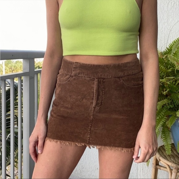 Blue Asphalt Brown Corduroy Mini Skirt - Picture 4 of 6
